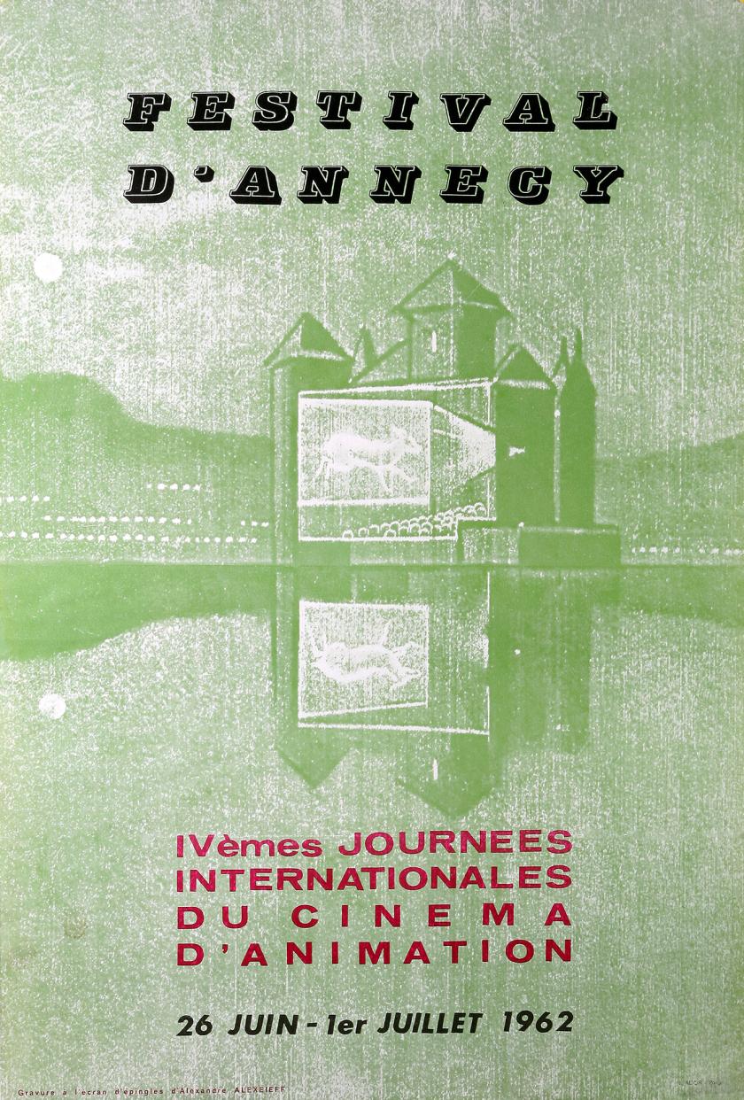 Affiche des 4e journées internationales du cinéma d'animation à Annecy du 26 juin au 1er juillet 1962
