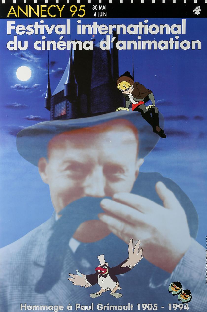 Affiche bis en hommage à Paul Grimault du festival international du cinéma d'animation d'Annecy du 30 mai au 4 juin 1995