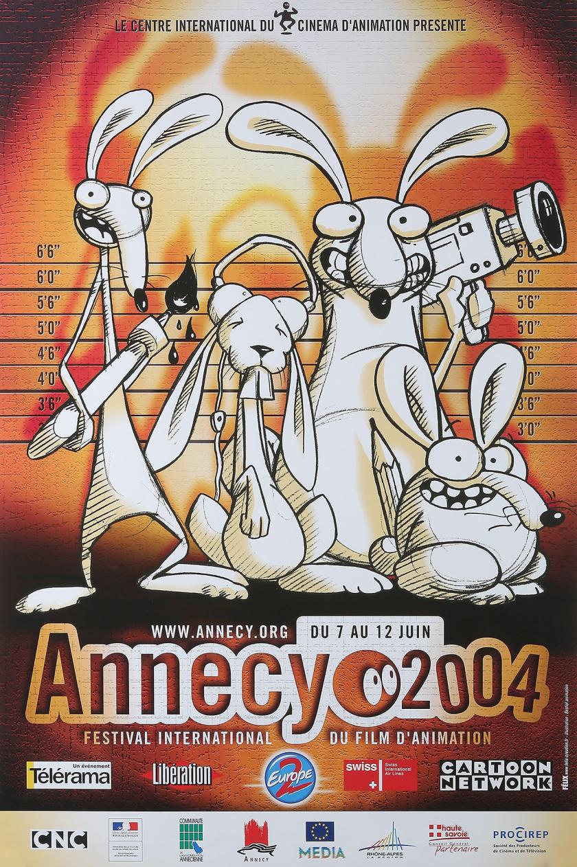 Affiche du festival international du film d'animation d'Annecy du 7 au 12 juin 2004