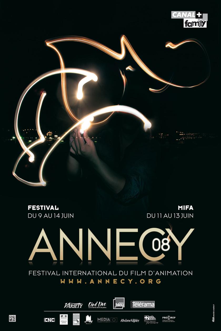 Affiche du festival international du film d'animation d'Annecy du 9 au 14 juin 2008