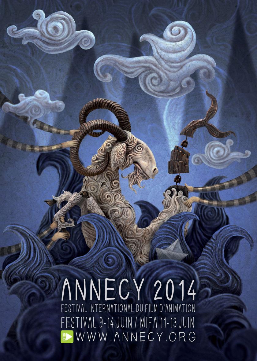 Affiche du festival international du film d'animation d'Annecy du 9 au 14 juin 2014